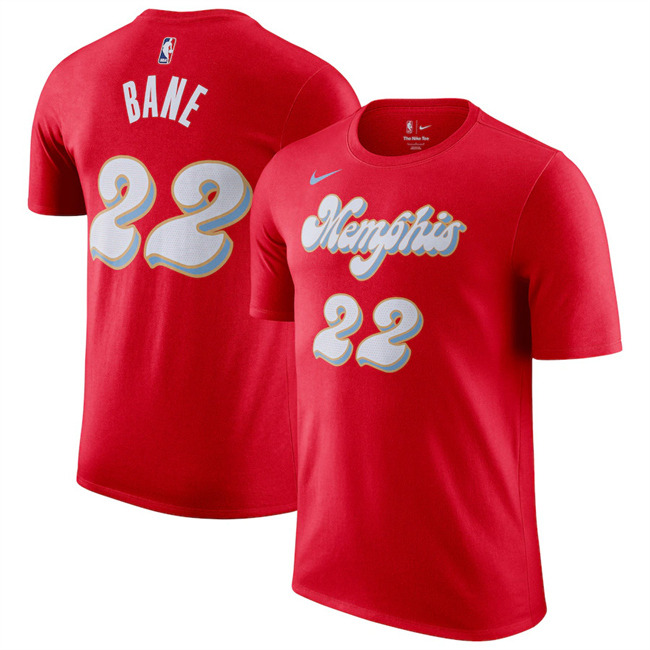Men's Memphis Grizzlies #22 Desmond Bane Red 2024/25 City Edition Name & Number T-Shirt